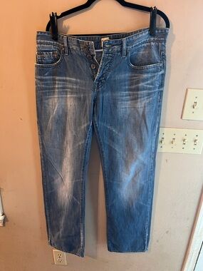 BOSS ORANGE (HUGO BOSS) WASHED WHISKERED REGULAR FIT JEANS SIZE 36/32